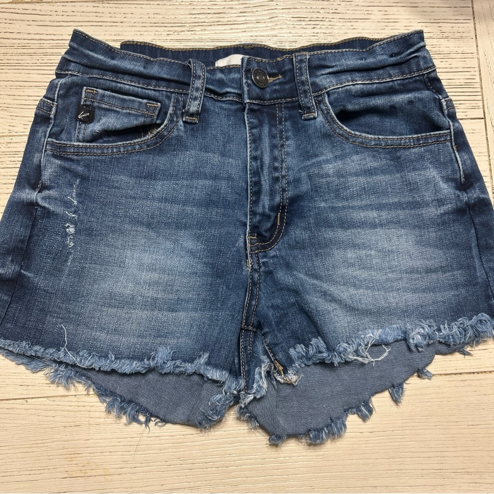 Kancan Denim Distressed Shorts Size 3/25 Frayed Hem Midrise
